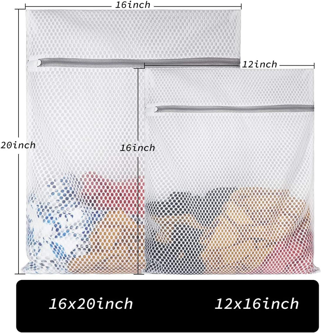 SUERIV Extra Large Honeycomb Mesh Laundry Bag125gsm Net Fabric Durable and Reusable Delicate Wash Bag,Travel Organization Bag for Lingerie,Clothes,Jeans,Bath Towel,Sock (2Large, 3Medium)