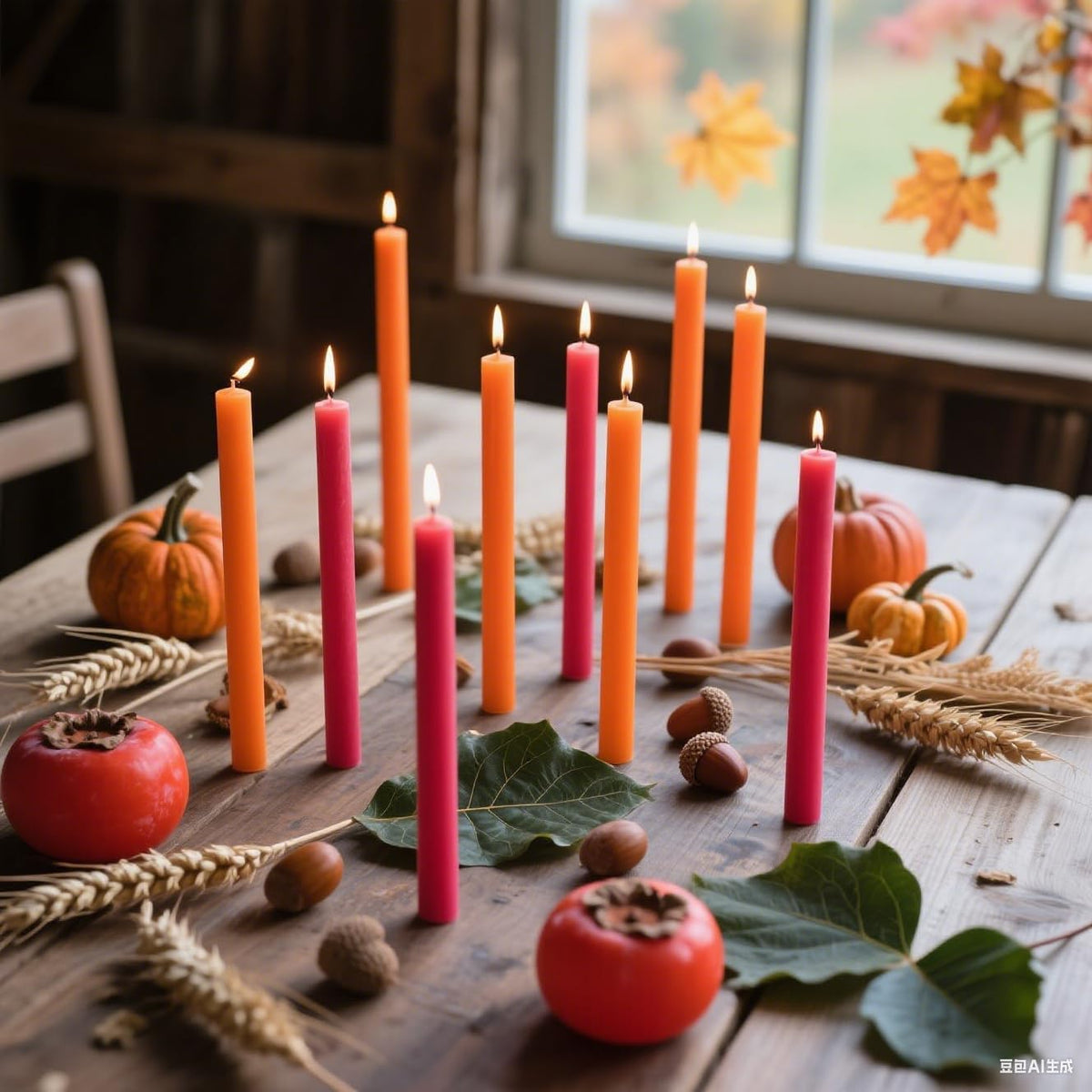 6 Orange 6 Hot Pink 10 Inch Taper Candles for Halloween Home Decor