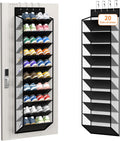 KEEPJOY 10-Tier Over Door Mesh Shoe Organizer with Large Deep Pockets, Hanging Door Shoe Storage Rack That Holds 20–30 Pairs of Sneakers, Boots and Other Footwear (Piano White)