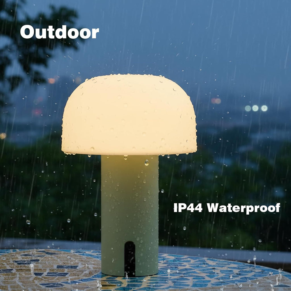 Mushroom Table Lamp, Cordless Rechargeable Touch Light, Waterproof