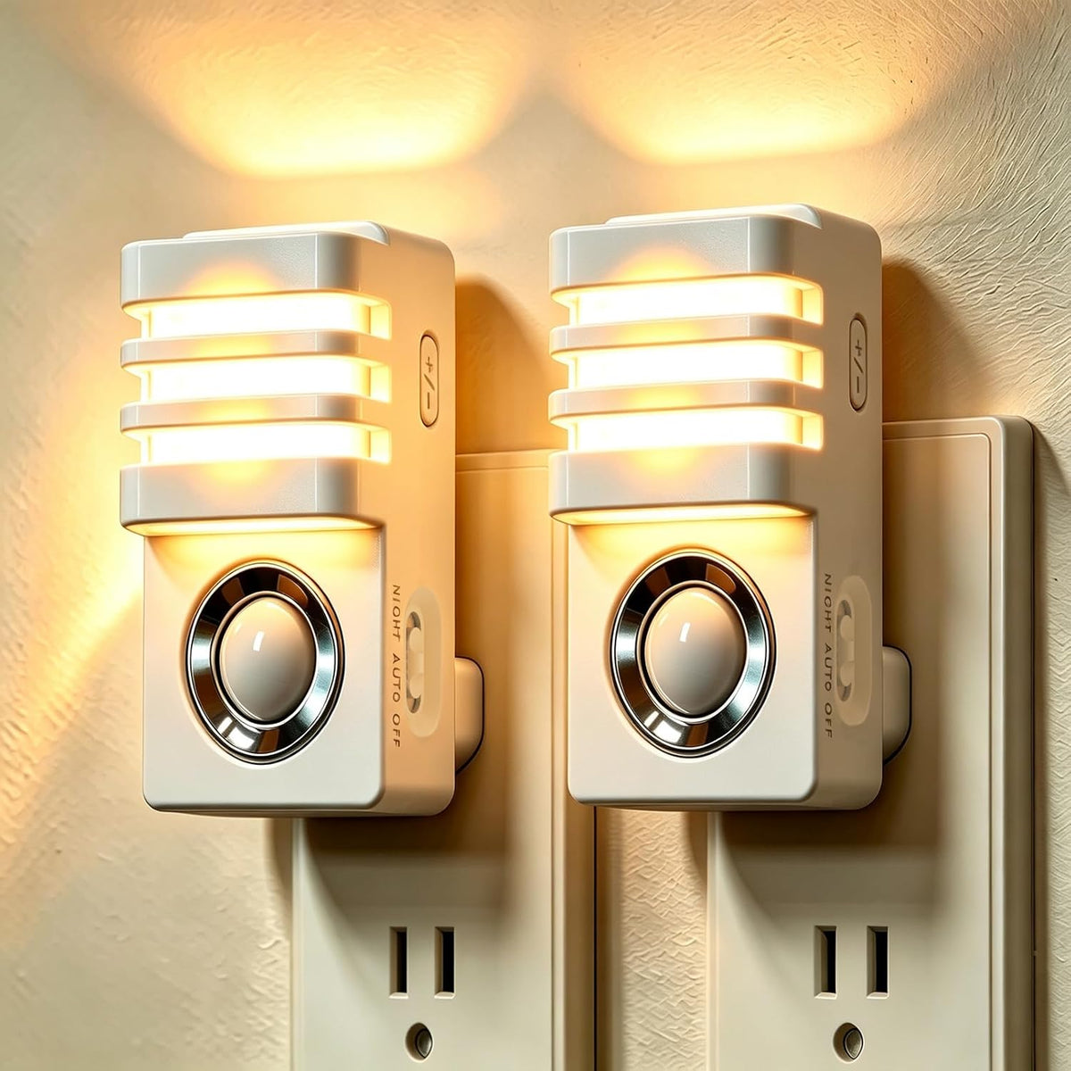 Plug-in Motion Sensor Night Light, Dusk to Dawn LED Outlet Light, 2 Pack