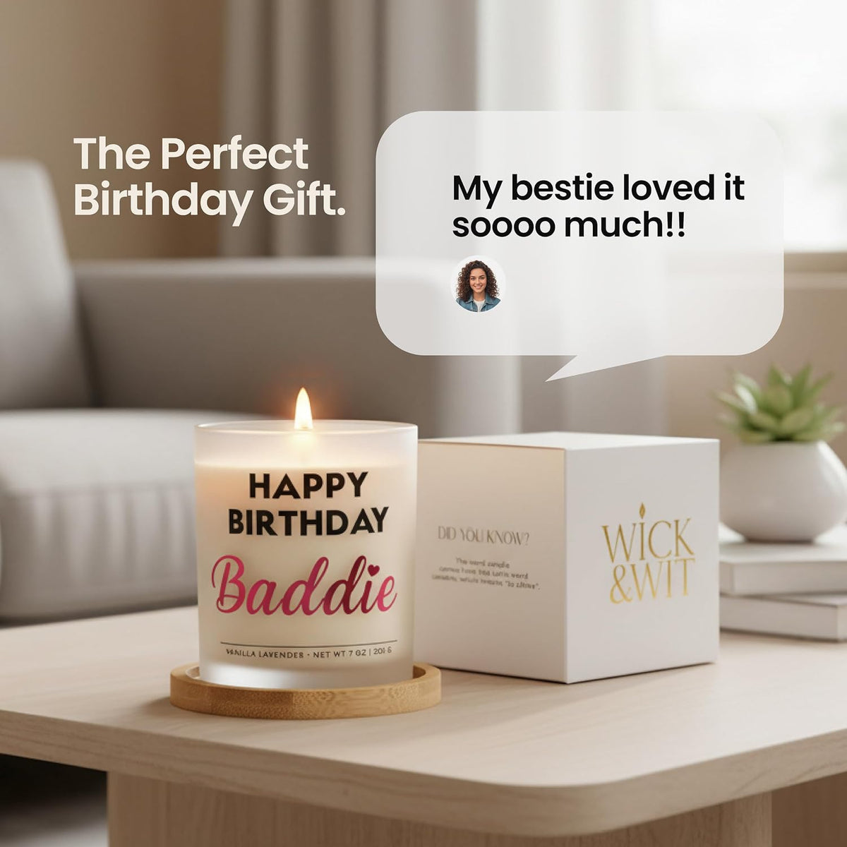 Happy Birthday Baddie Candle Gift Set - Funny Birthday Gifts for Women