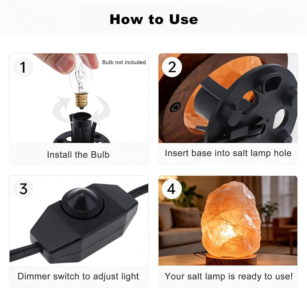 RTNLIT Himalayan Salt Lamp Cord Replacement with Dimmer Switch, 2-Pack