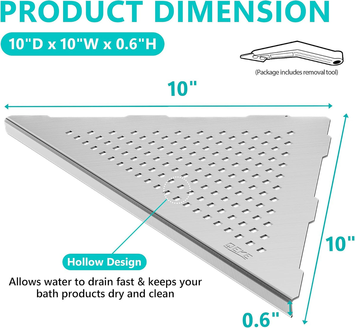 Qeke Corner Shower Shelves, 10” Recessed Tile Shower Shelf Brushed, 2 Pack