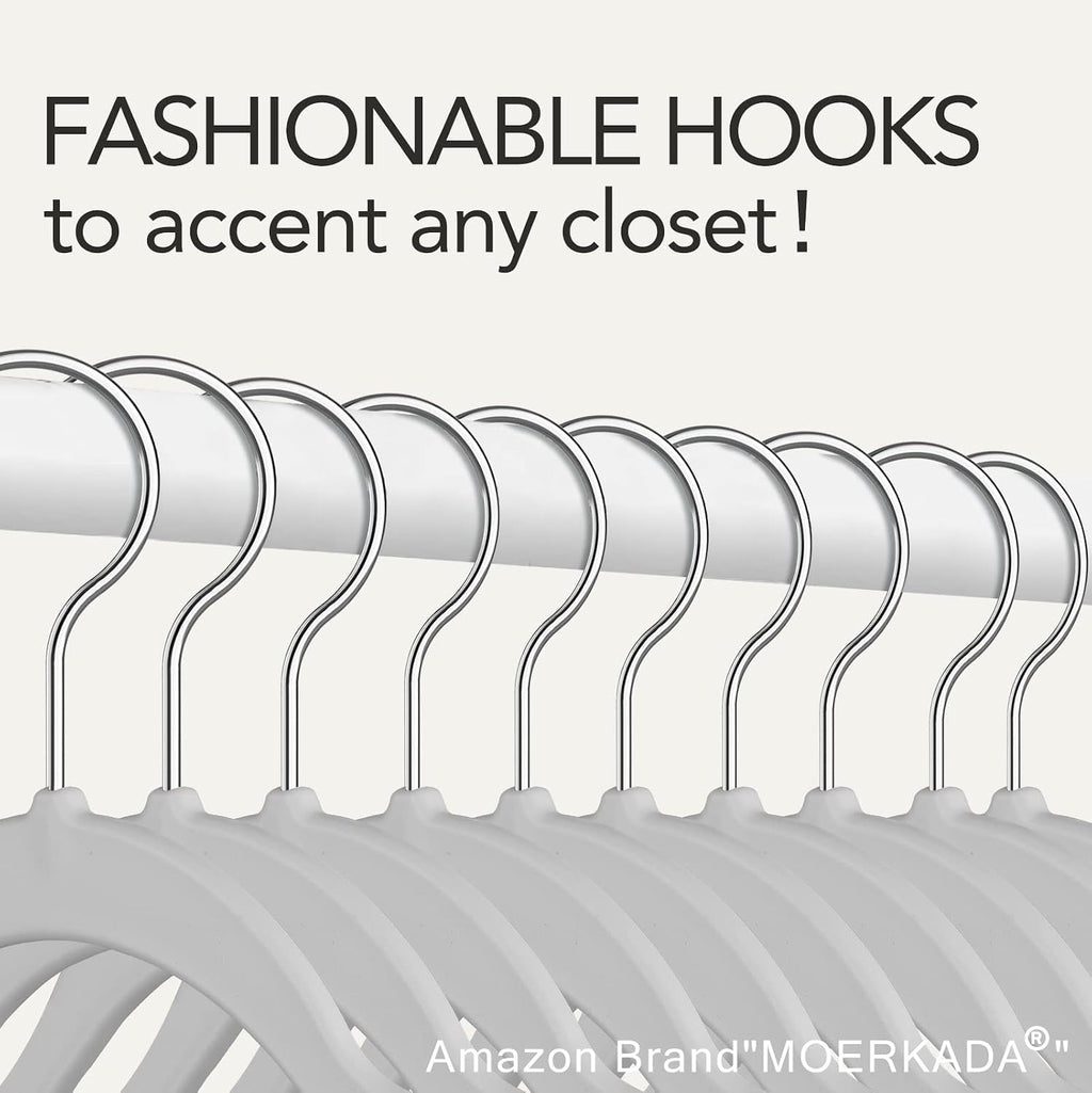 50 Pack Slim Plastic Clothes Hangers Grey