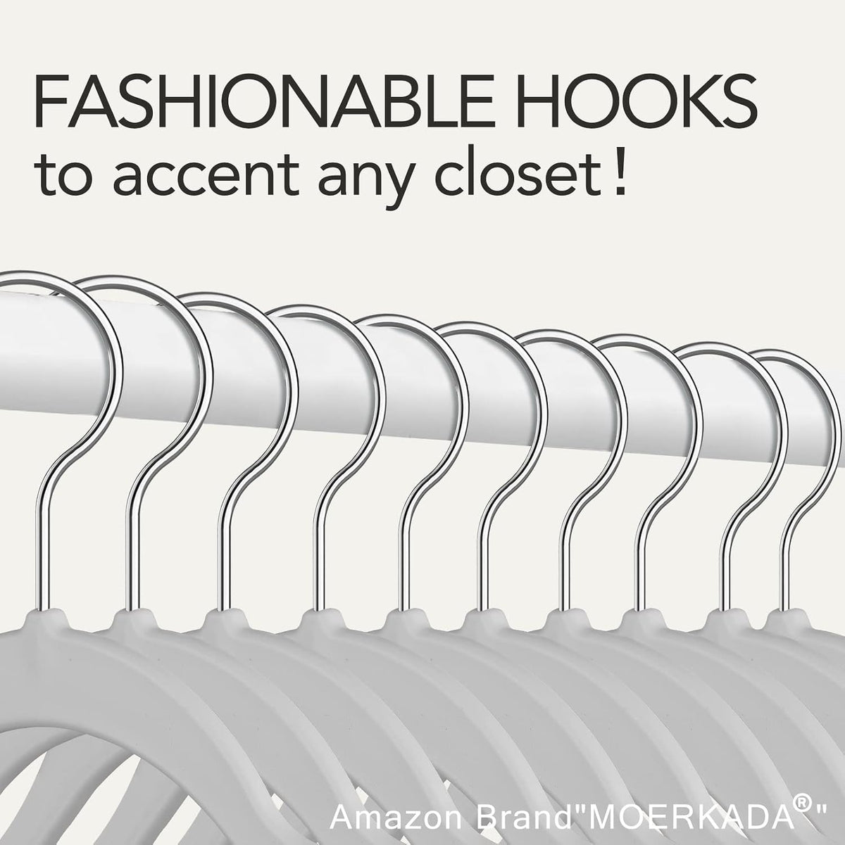 50 Pack Slim Plastic Clothes Hangers Grey