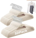 Ivory Velvet Hangers, Stackable Hanger with Non Slip Felt Fabric