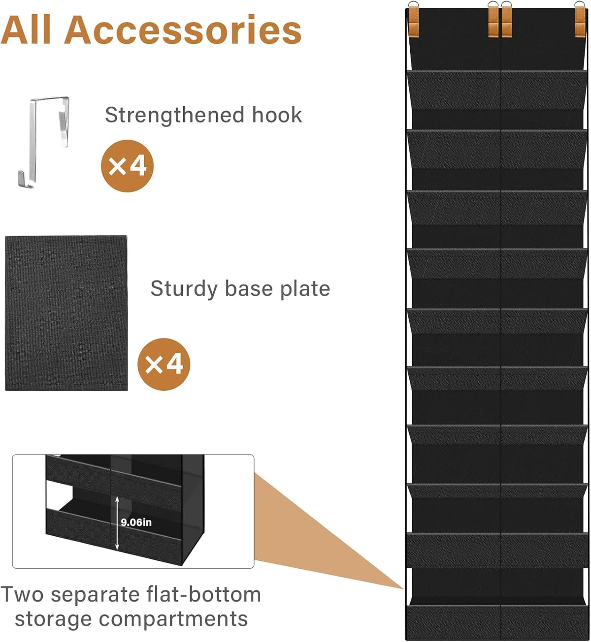20-30 Pairs Over the Door Shoe Organizer, 10-Tier Hanging Shoe Storage