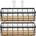 Set of 2 Small Wire Baskets, Narrow Black Metal Storage Bins for Bathroom Counter & Kitchen, Farmhouse Rustic Organizer Trays for Pantry, Office, RV, Countertop Decoration