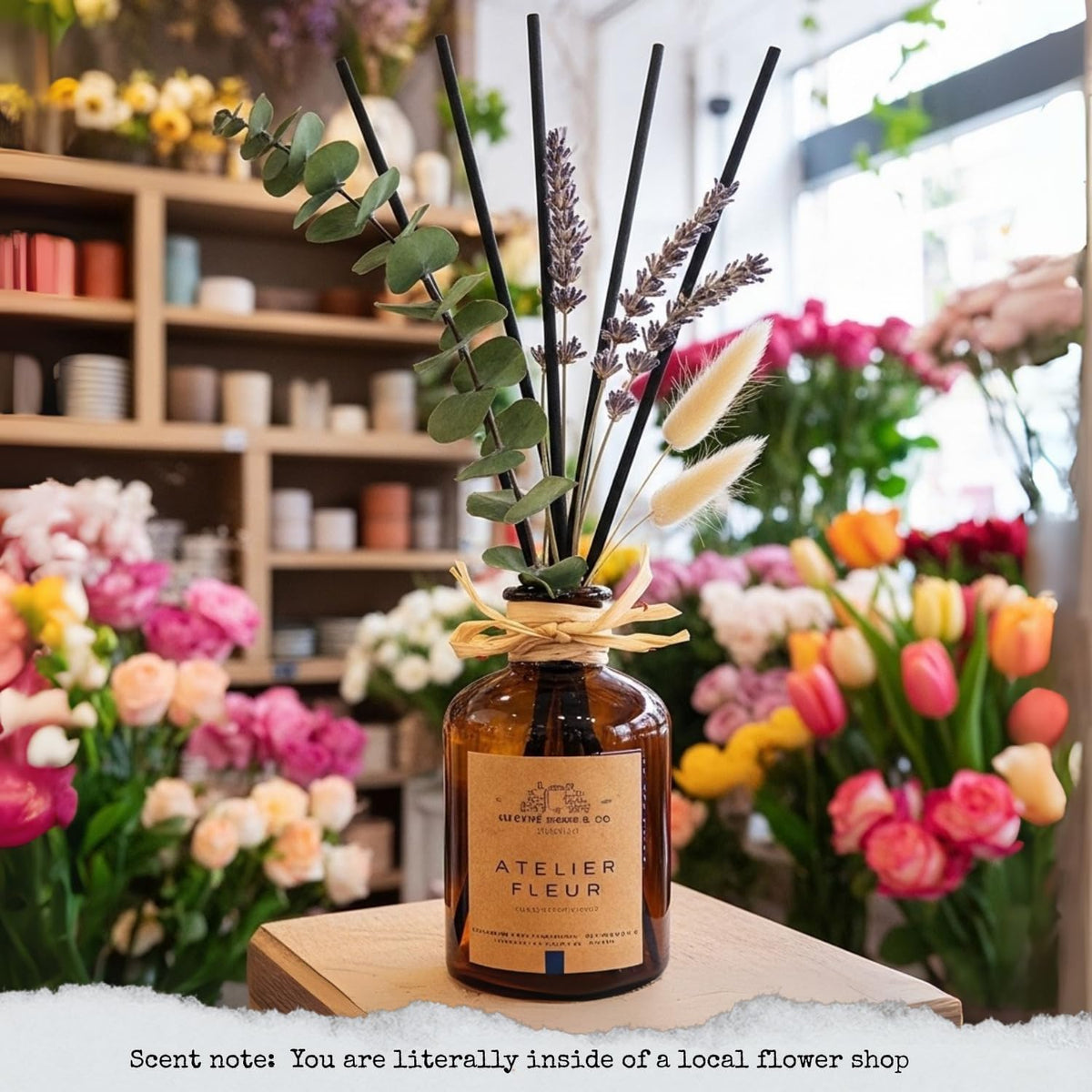 Reed Diffusers - Oil Sticks Diffuser Set with Real Dried Flowers - Reed Diffusers for Home, Bathroom & Office | Air Freshener Fragrance Sticks for Shelf Decor & Gifts By Le Petit Jardin & Co.