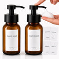 Amber Glass Foaming Soap Dispenser, 2 Pack, 8.5 Oz, Refillable