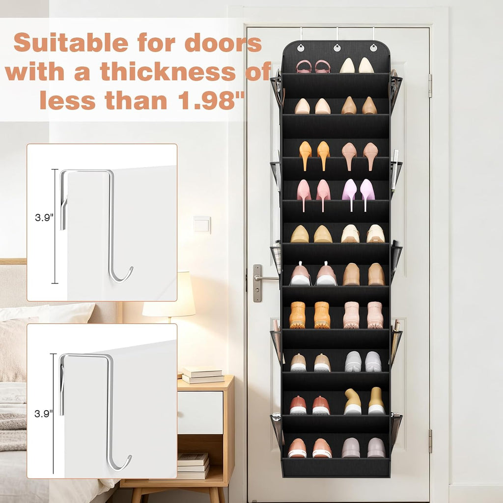 LANTEFUL Over the Door Shoe Organizer, Hanging Shoe Rack for Closet, Black