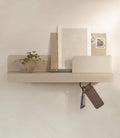 Kazai. Key Holder for Wall 'Holmsen' | Minimalist Key Hooks Design from Berlin | Modern Key Hanger with Metal Shelf | Key Hook Wall Mounted as Hallway Furniture | Sand Taupe