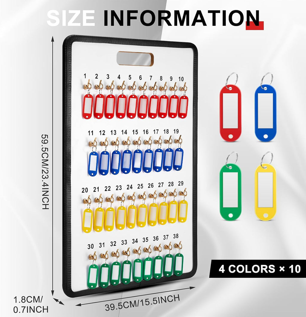 RattanView Key Hook Board Rack Wall‑Mounted with 40 Pcs Plastic Tags