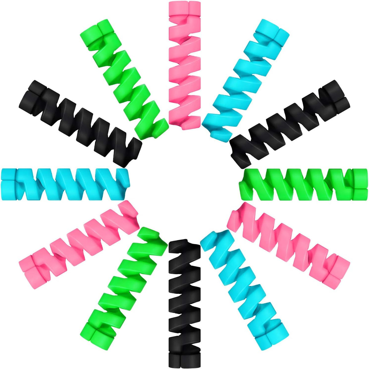 Jetec 24 Pieces Charger Cable Saver, Silicone Flexible Cable Wire Protector, Mouse Cable Protector, Suit for All Cellphone Data Lines (6 Black, 6 Pink, 6 Blue, 6 Green)