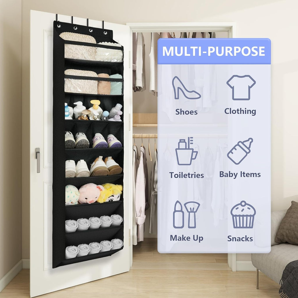 1 Pack 8 Shelves Over The Door Shoe Organizer, 68" Exlarge Deep Pockets