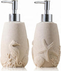 Soap Dispenser Set, 11.84 OZ, 2 PCS, Ocean Theme Beige Empty Bottle