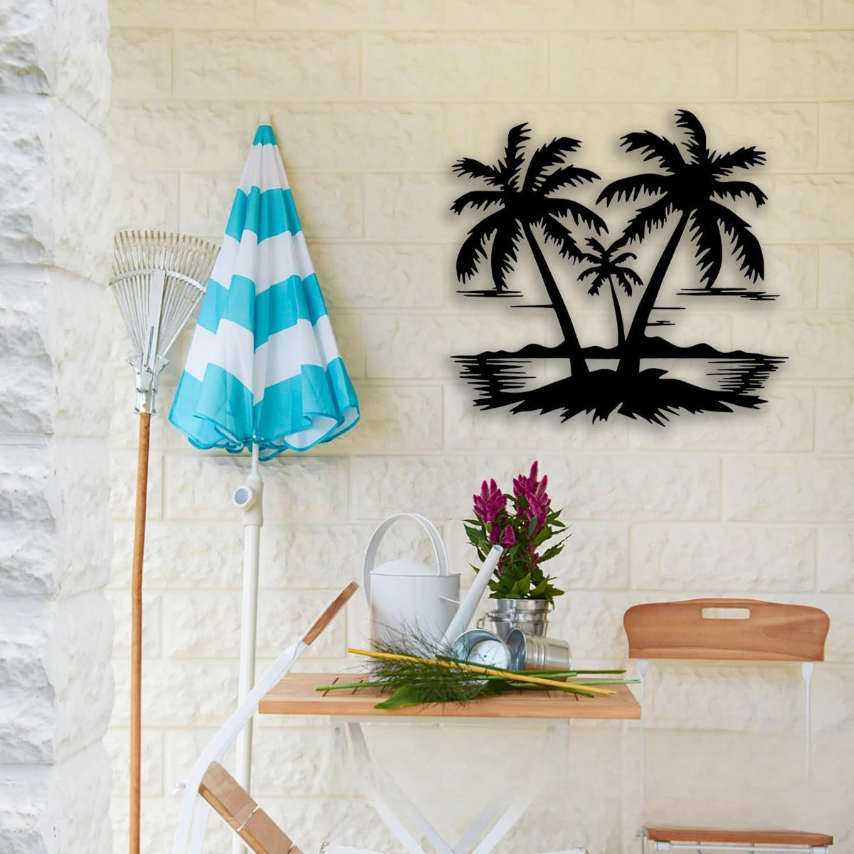 OPTYBVFD Tropical Palm Tree Metal Wall Decor - Room Decor Wall Art Home Decor for Living Room, Bedroom, Dining Room, Office, Coastal, Beach (Black)