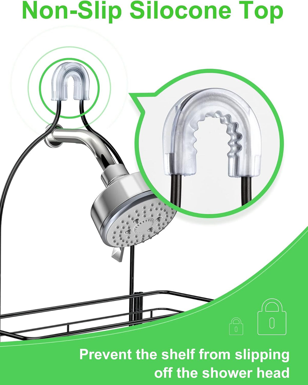 SMARTAKE Hanging Shower Head Caddy, Shower Shelf Organizer, Black