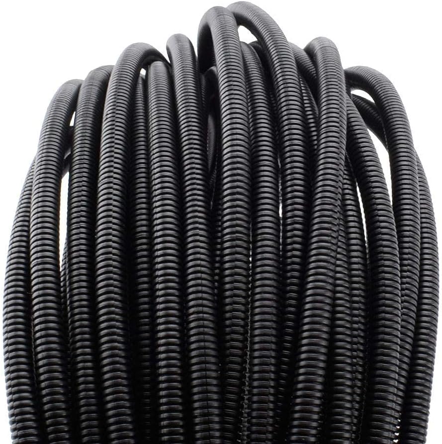 ZhiYo 20 FT 1/2” 100 FT 1/4” Split Wire Loom Tubing Wire Conduit – Black Bundle