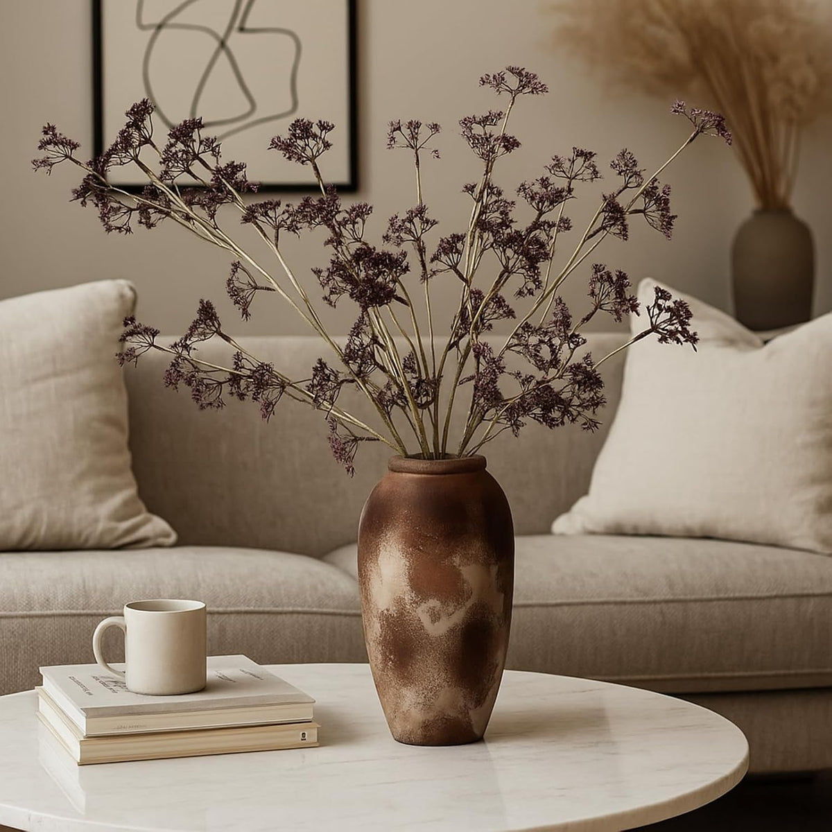 Suncalla 6 Pcs Faux Dusty Plum Berry Stem Fall Decor, Plum, 22 Inch