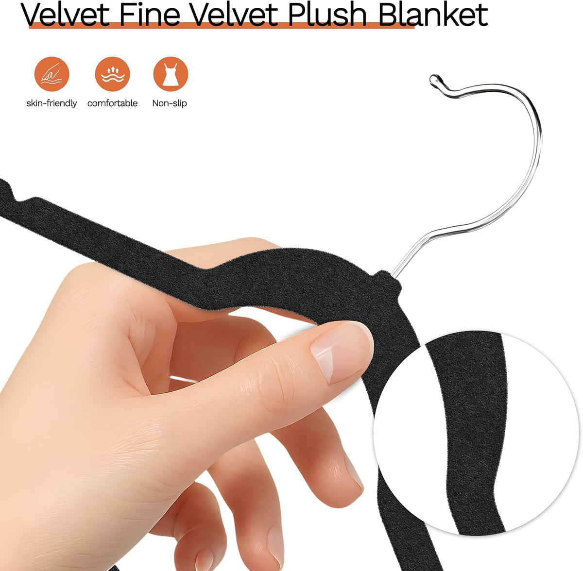 New Premium Velvet Hangers 20 Pack, Non Slip Clothes Hangers, Black
