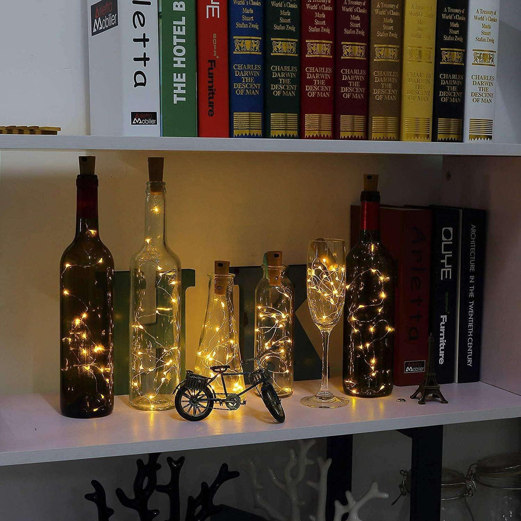 VOOKRY Wine Bottle Lights 15 Pack 20 LED Mini Cork Fairy Lights, Warm White