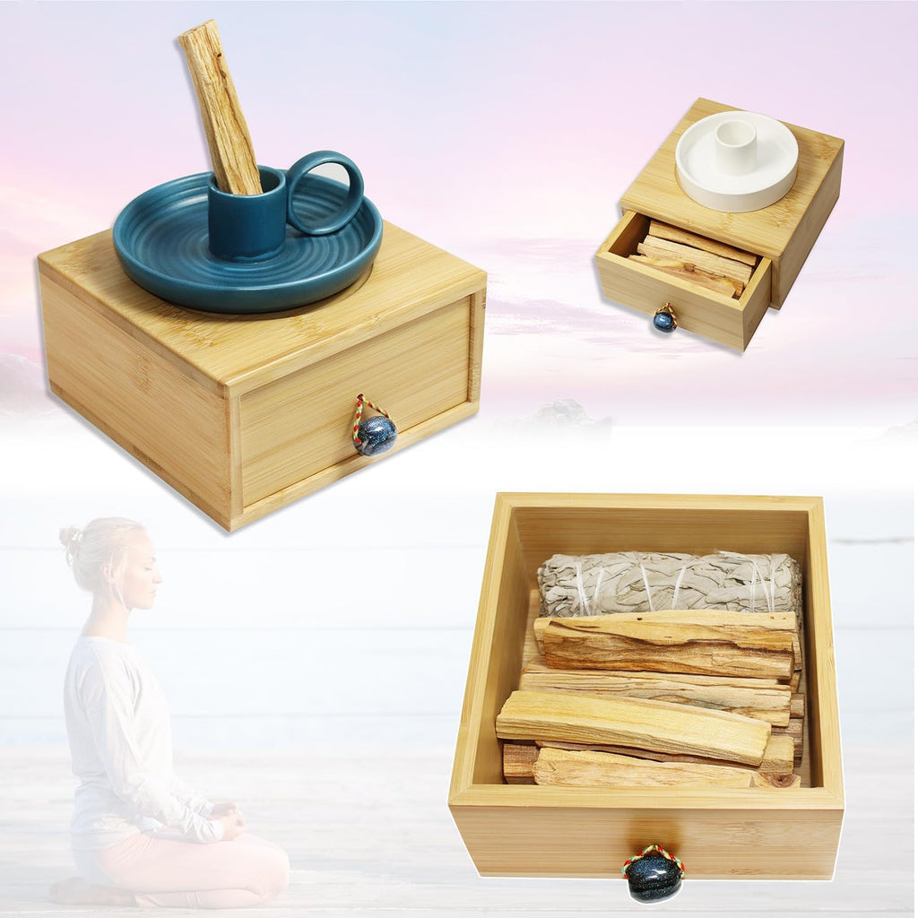 6 x 6 inch Bamboo Wooden Box for Store Smudging Sticks or Small Accessories