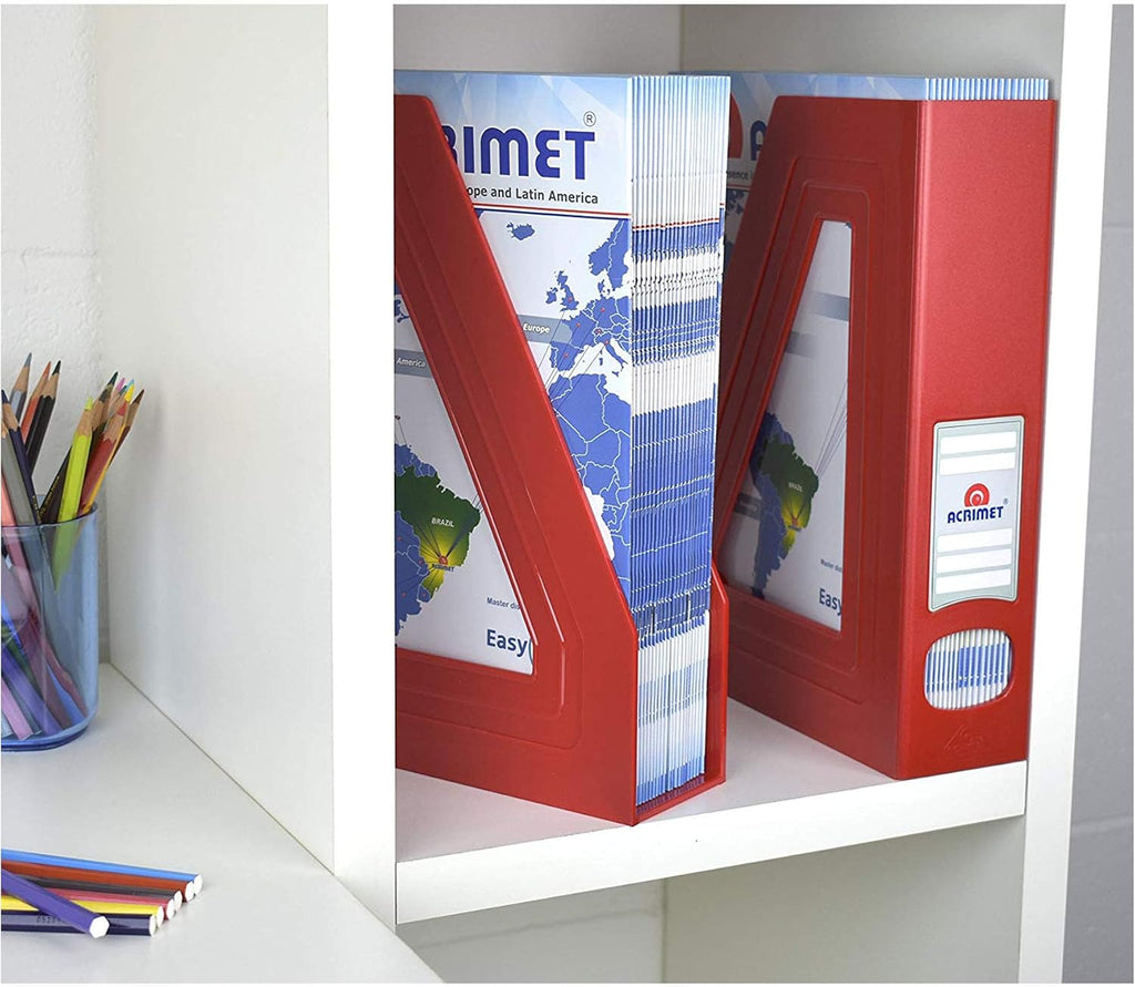 Acrimet Magazine File Holder, Vertical Desk Organizer, Red, 2 Pack