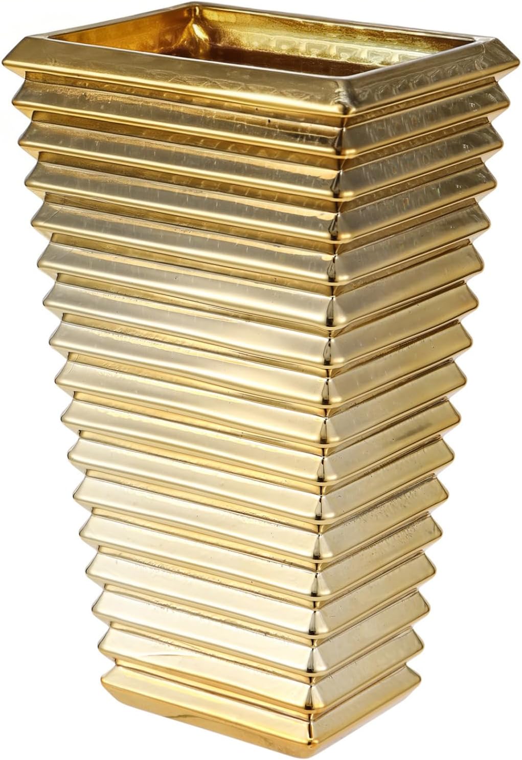 Crystal Glass Vase, Large Crystal Vases for Flowers, Large Flower Vase, Gold Modern Vases for Living Room, Bedroom, Kitchen, Dining Table, Mantle, Wedding, 11 Inches