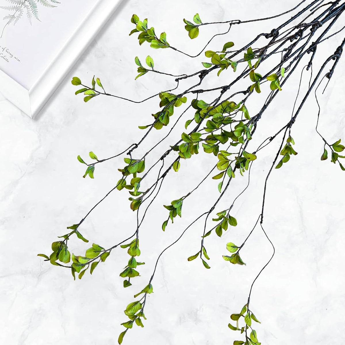 4 Pcs Artificial Ficus Branches Faux Eucalyptus Stems, 47.2 Inch Fake Greenery Stems Realistic Touch Faux Branches for Vase for Office Home Wedding Vase Filler Decoration