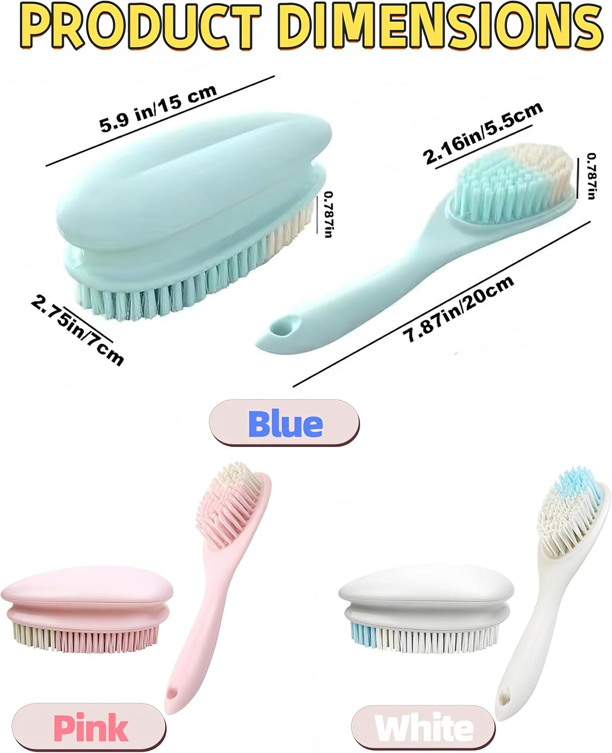 2 Pack Soft Bristle Cleaning Scrub Brush Laundry Brush Scrubber Brush
