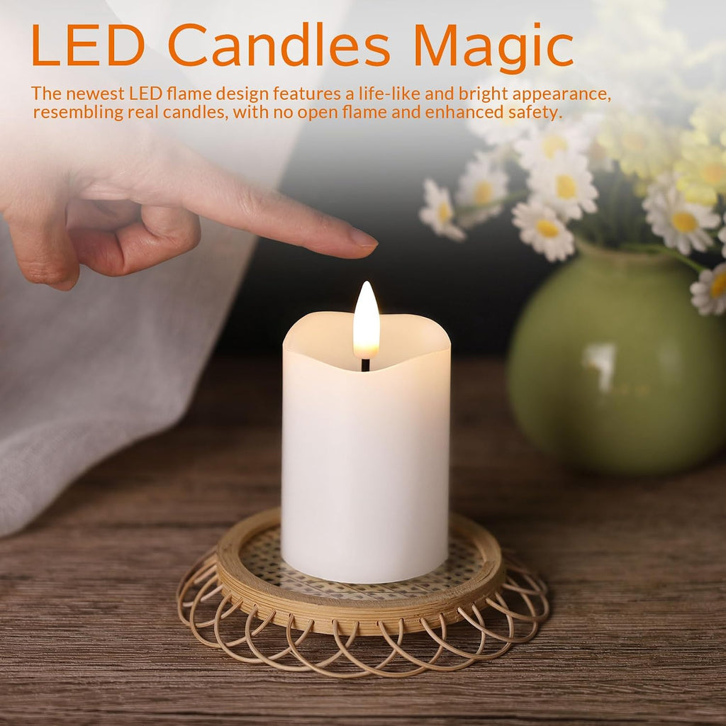 White Flameless Votive Candles with Remote Batteries Set of 6