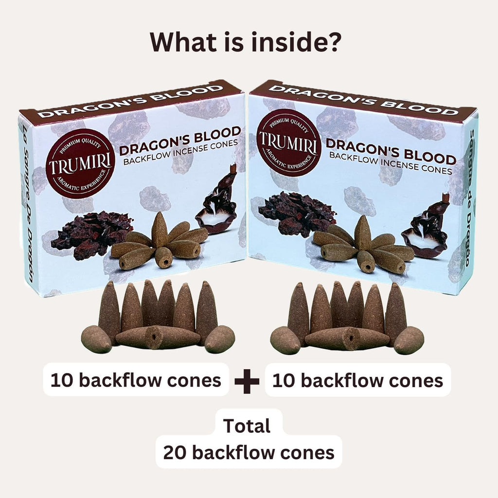 Dragons Blood Backflow Incense Cones - Total 20 Incense Cones Waterfall - Dual Pack of 10 Incense Backflow Cones - Waterfall Incense Cones - Incense Waterfall Cones