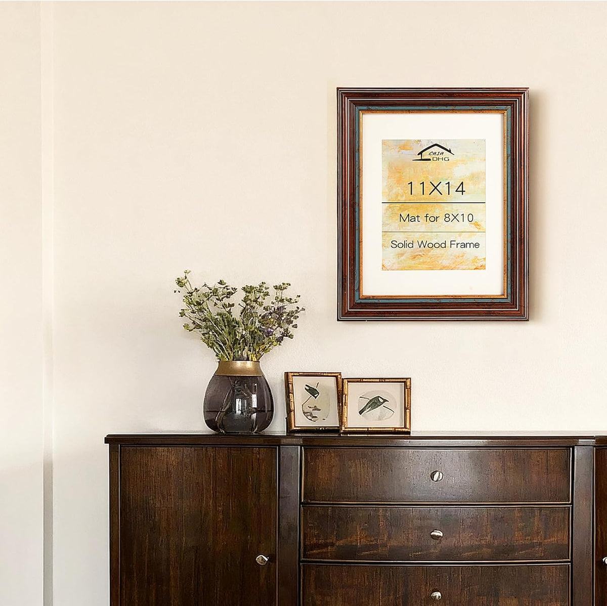 11x14 Vintage Picture Frame, Gold Finish with Real Glass Front, 11 x 14 Photo Frames Elegant Design for Wall, Perfect for Home, Art, or Wedding Photos, Gift