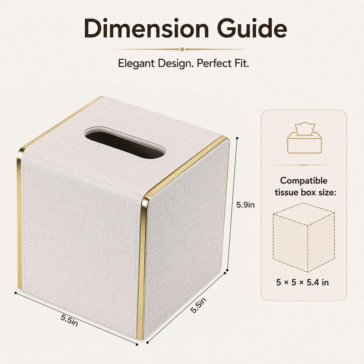 GORESE Linen Look Tissue Box Cover Square, PU Leather Tissue Box Holder