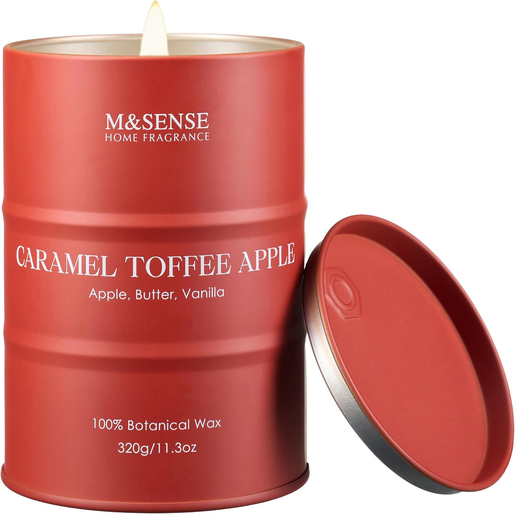 M&SENSE Caramel Toffee Apple Scented Soy Fall Candles, 11.3 oz