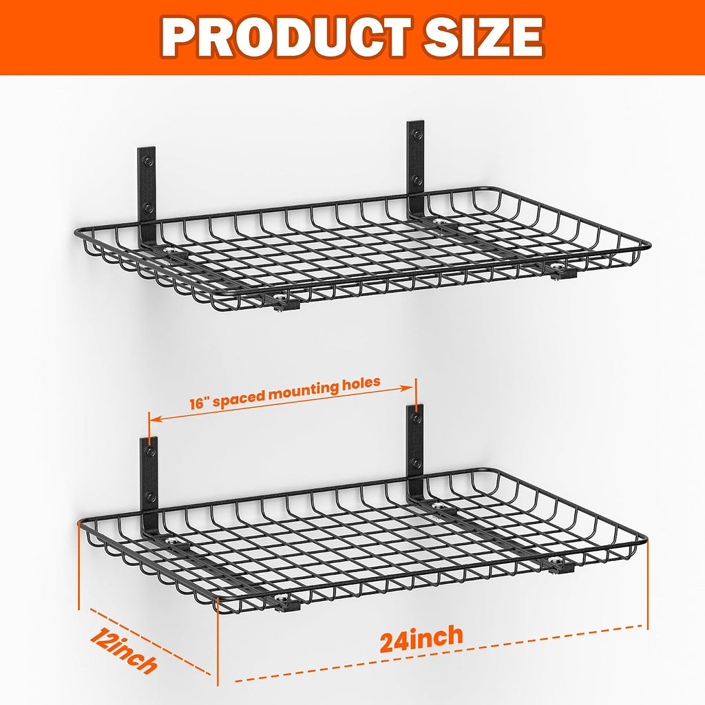 Ultrawall Wall Mounted Storage Shelf, Garage Wall Shelves 24x12 Inch