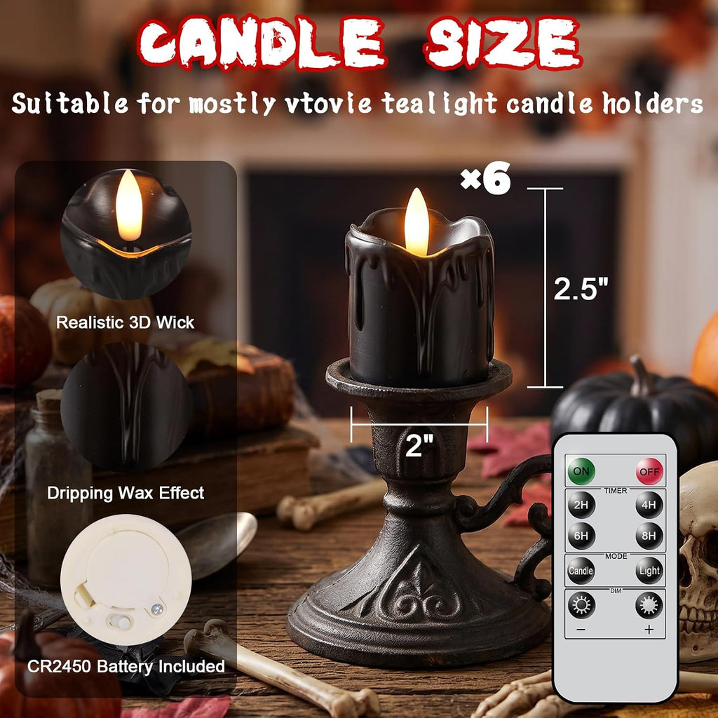 Black Flameless Votive Candles Battery Operated with Remote Timer