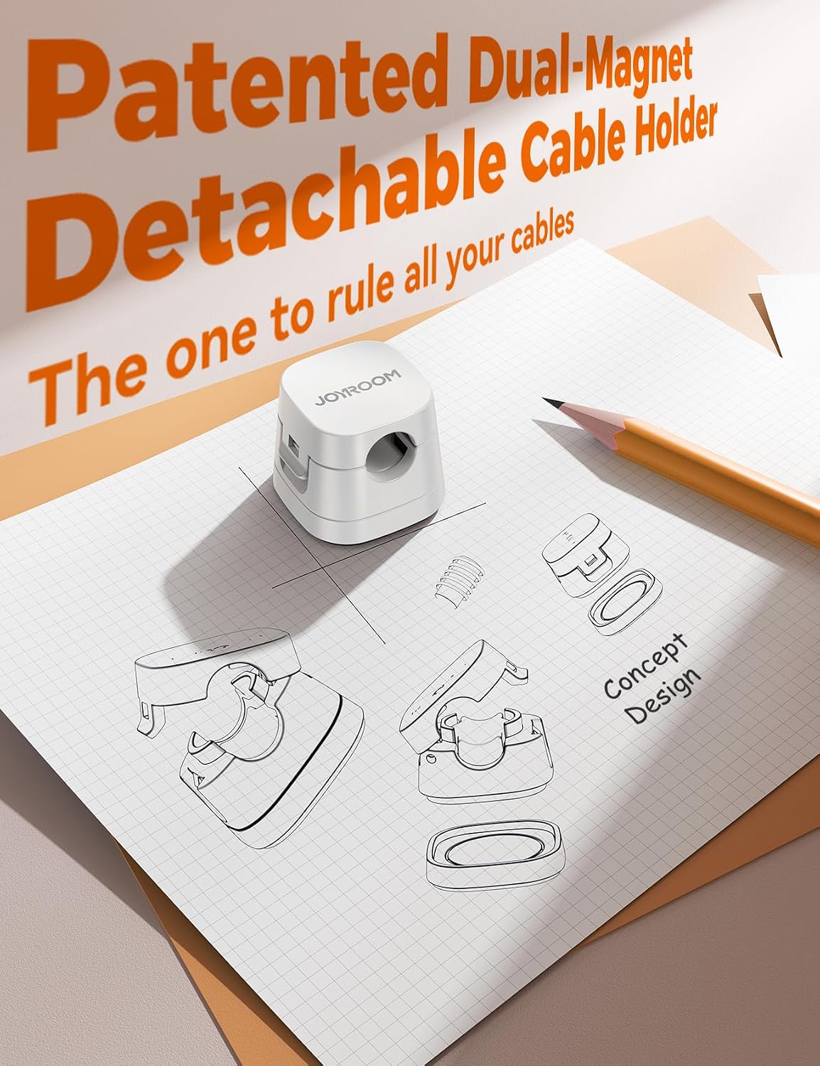 JOYROOM 6-Pack Detachable Magnetic Cord Organizer, Adhesive Cable Clips