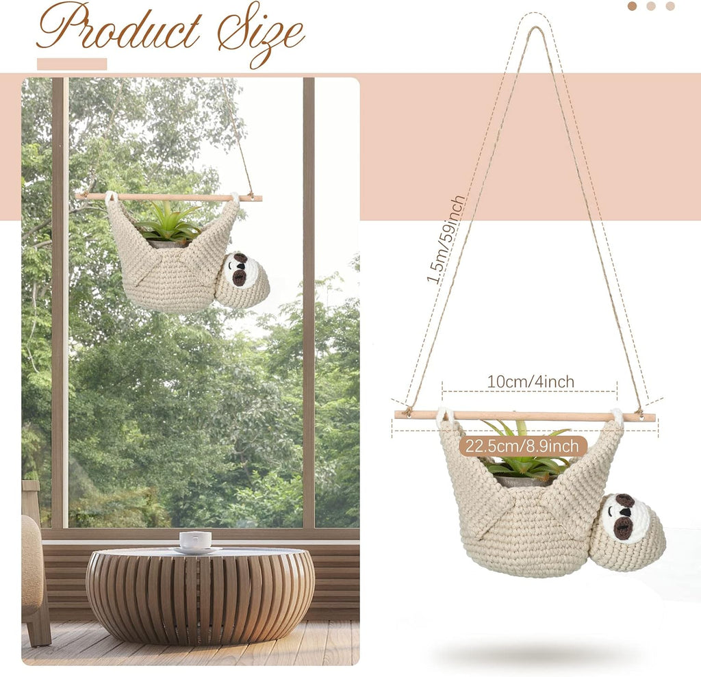 Eaasty Macrame Plant Hanger Crochet 4 Inch Sloth Hanging Planter