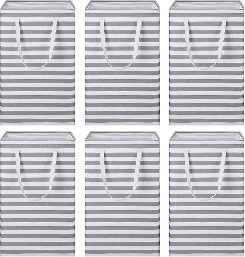 6 Pcs Laundry Hamper 75L Large Collapsible Laundry Baskets Tall Freestanding Waterproof Clothes Hamper Organizer with Easy Carry Handles for Clothes Storage Family Dorm(Gray, White)