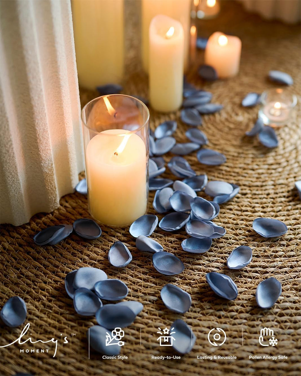 Ling's moment Silk Rose Petals, Dusty Blue Baby Blue, 200pcs