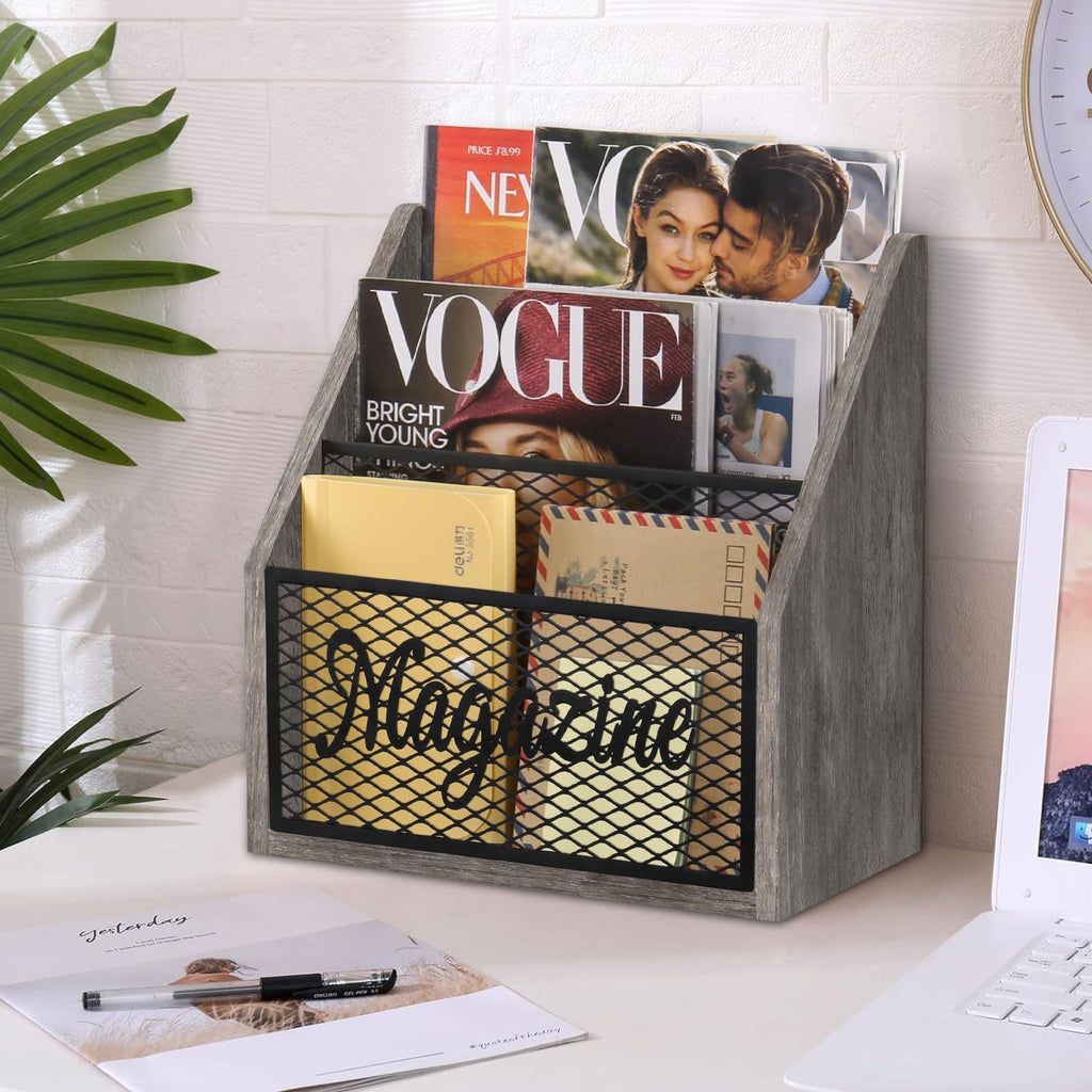 YINMIT 3 Tier Magazine Rack, Stepped Magazine Holder Floor for Home Storage