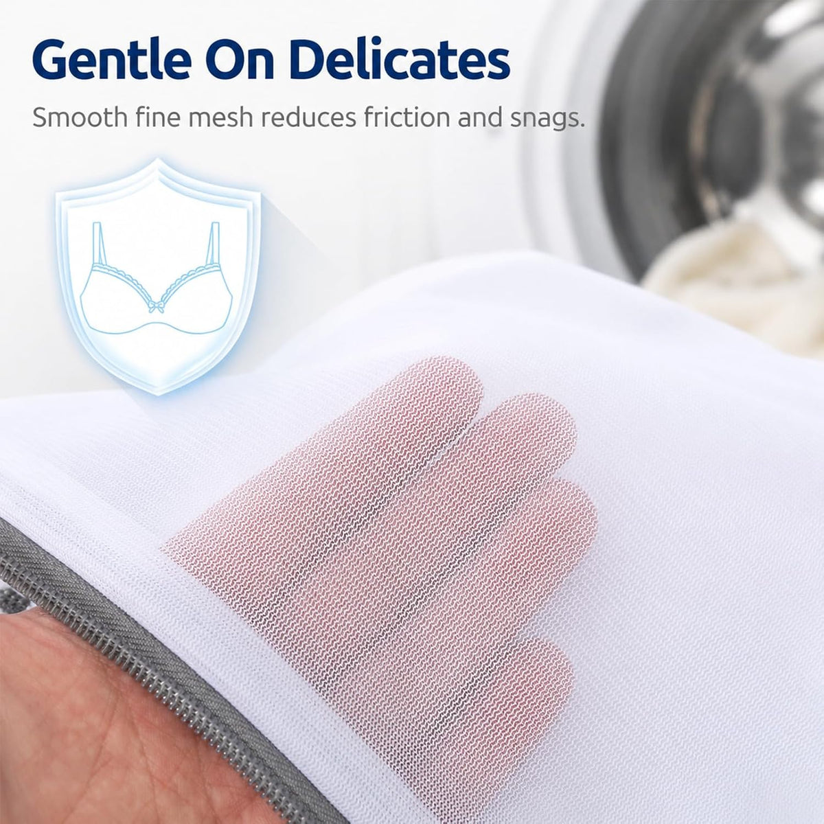 Mesh Laundry Bags Reusable Fine-Mesh Laundry Bags with Zippers and Elastic Edges—Delicate laundry protection bags for underwear, bras, socks, and other intimate apparel(2pc)