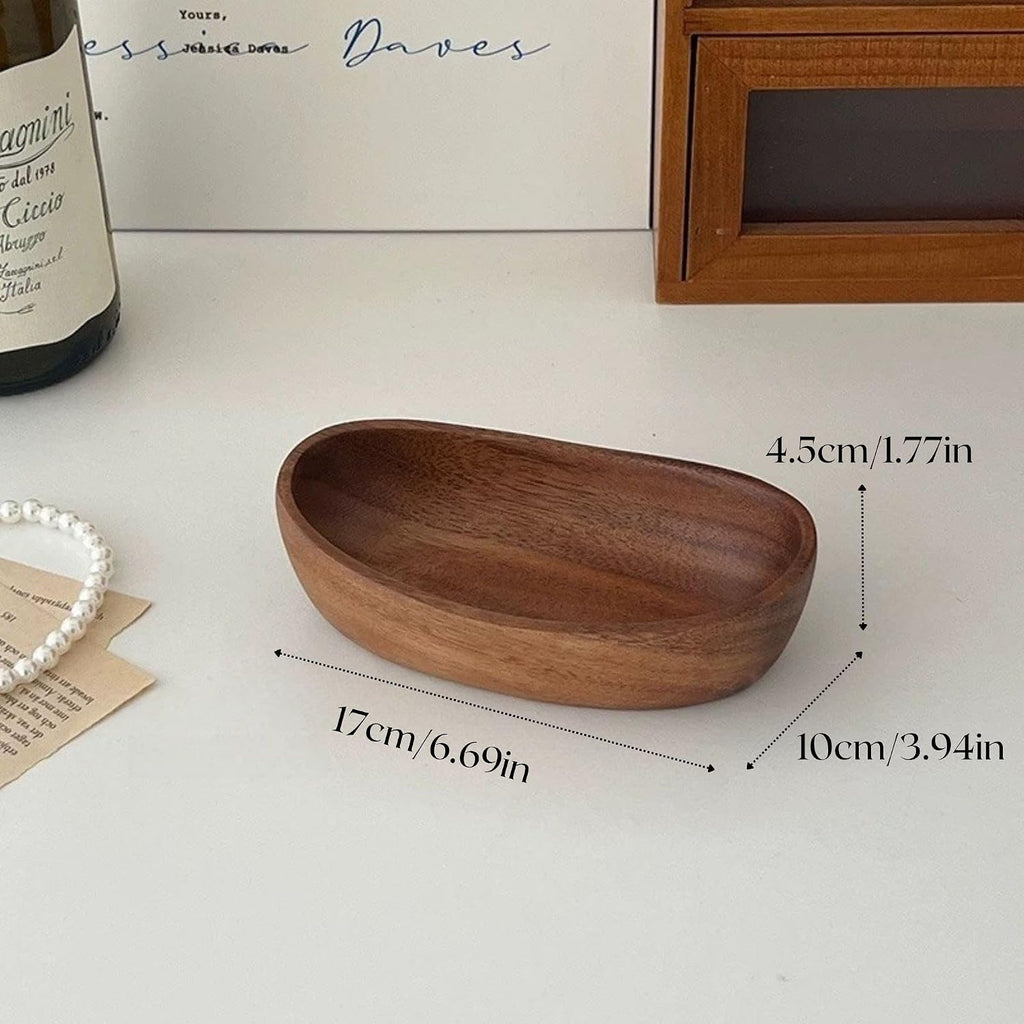 Wooden Bowl for Keys, Walnut Catchall Bowl for Entryway, Small 6.7 Inch