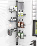 Corner Shower Caddy Tension Pole,Bathroom Shelf for Inside Shower Organizer