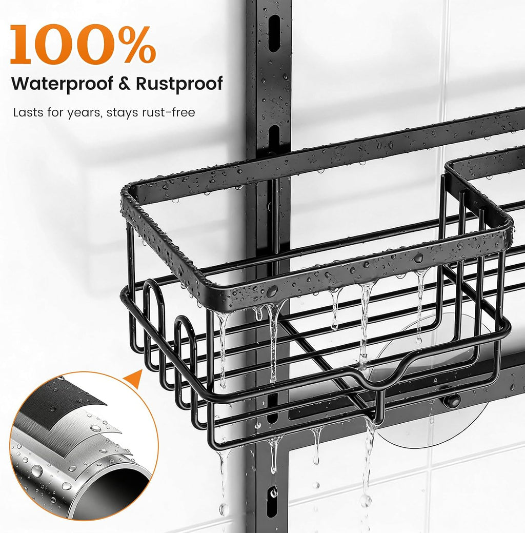 Shower Caddy Hanging, Adjustable Bathroom Organizer 3 Tier Shelf Rustproof
