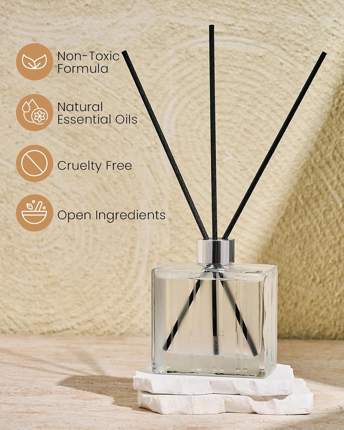 M&SENSE Reed Diffuser, Sandalwood Lavender, 7.04 oz Natural Essential Oil