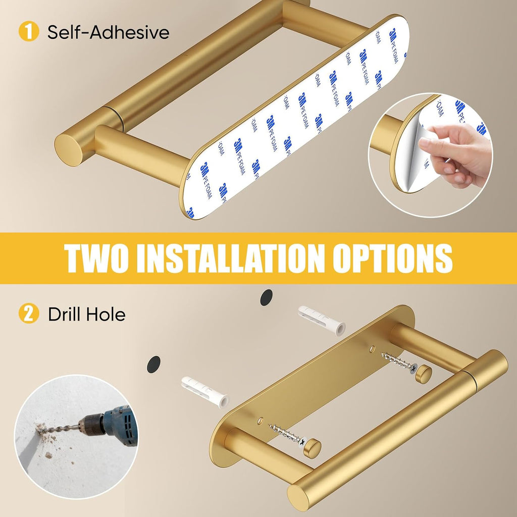 BESy Toilet Paper Holder, Bathroom Tissue Holder Wall Mount Brushed Gold